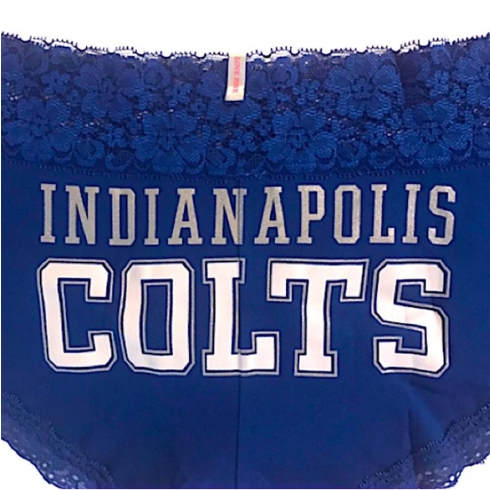 PINK Victoria’s Secret NFL Indianapolis Colts Low Rise Boyshort with Lace Trim - Picture 6 of 16